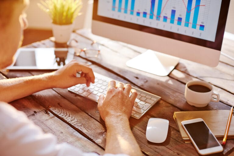 Businessman computing at his workplace